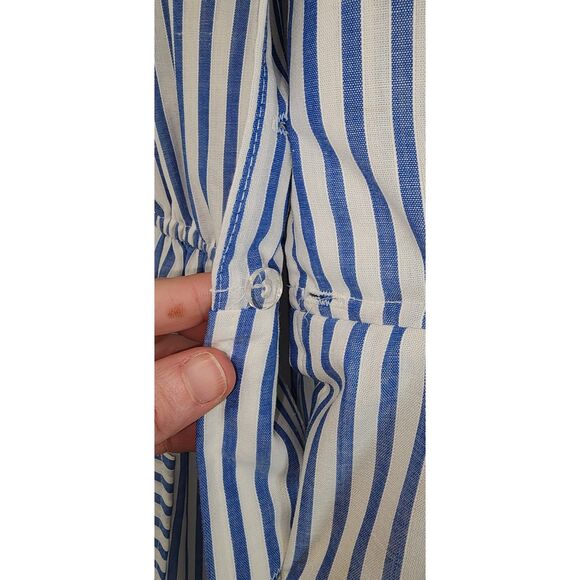Vintage 80's Blue & White Striped Pinafore Style Dress - Picture 7 of 7